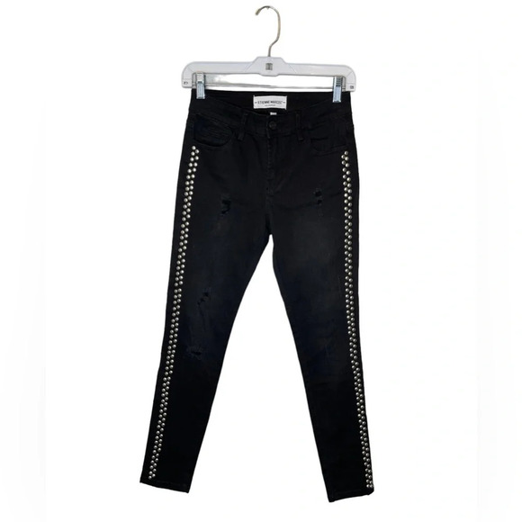 REVOLVE Denim - Etienne Marcel Black Wash Distressed Studded Skinny Jeans Size 25